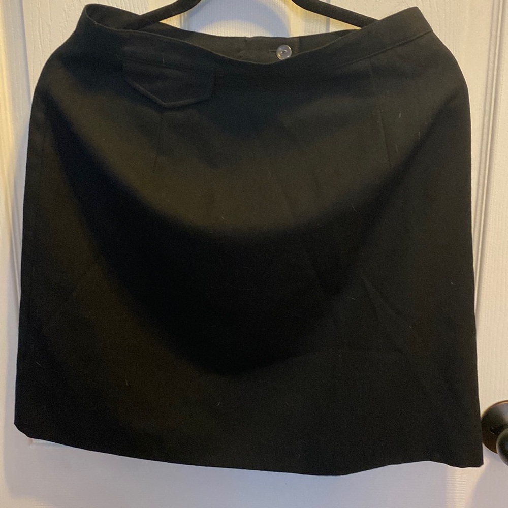 Black knee length lined wool skirt